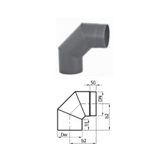 Karl - Koleno 90° pevné - 130 mm - černé