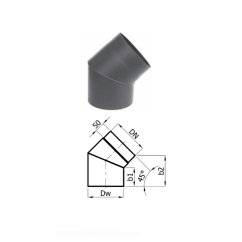 Karl - Koleno 45° pevné - 130 mm - černé