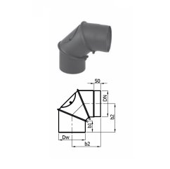 Karl - Koleno 0 - 90° regulované s čistícím otvorem - 130 mm - černé