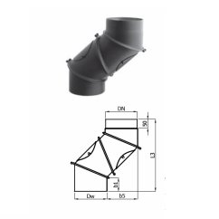 Karl - Koleno regulované 4 segmentové s čistícími otvory - 130 mm - černé