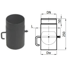 Karl - Komínová klapka pro krbová kamna - 150 mm - černá