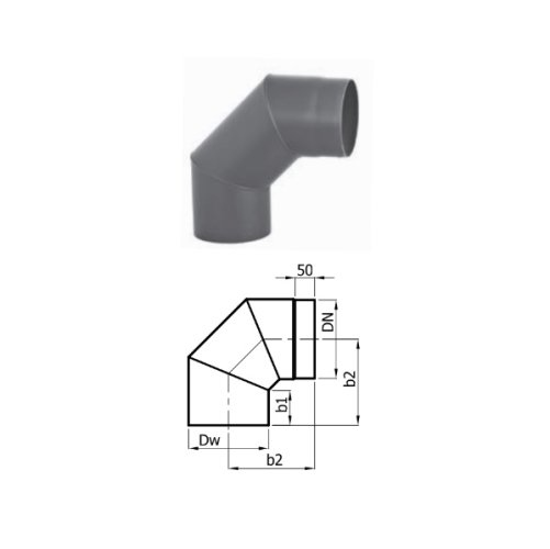 Karl - Koleno 90° pevné - 150 mm - černé