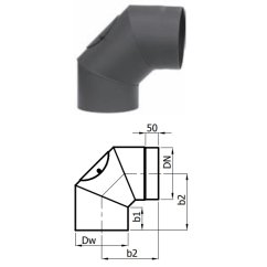 Karl - Koleno 90° pevné s čistícím otvorem - 150 mm - černá